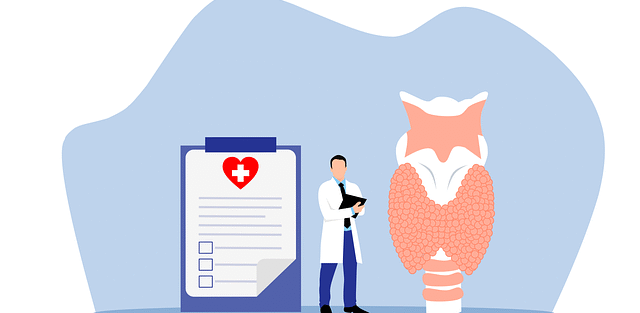 illustration of doctor and thyroid gland