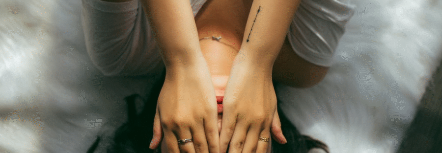 a woman lying in bed.